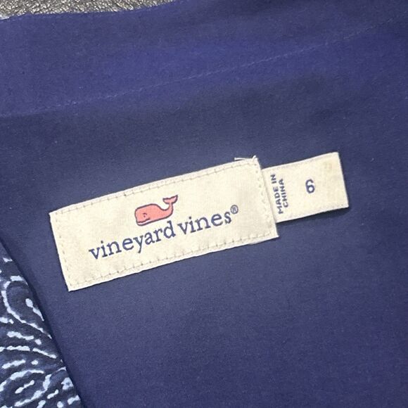 Vineyard Vines Dress Womens 6 Silk Rayon Blue Floral Print Wrap Lined - Picture 3 of 10